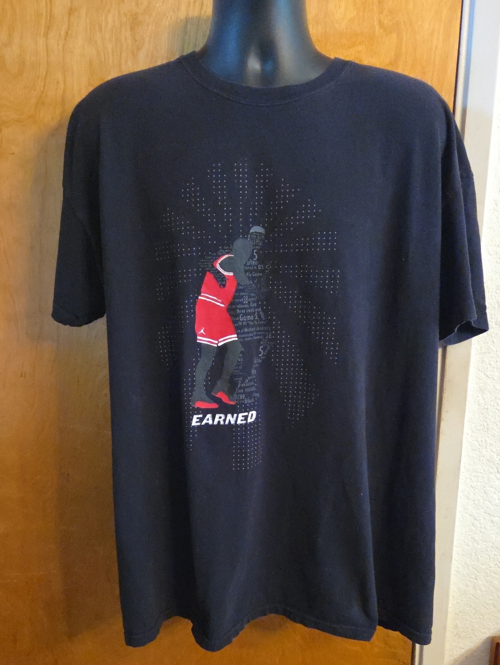 Air Jordan Michael Jordan Flu Game EARNED Black T Shirt Men’s XXXL